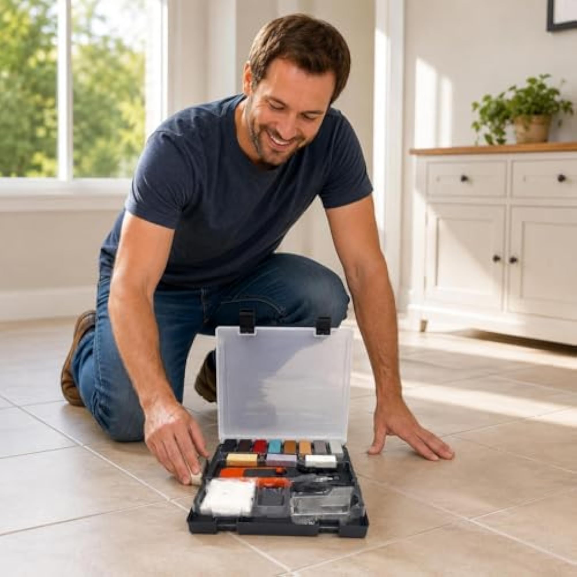 Clear-Lidded Case Tile Repair Kit, Handheld Tile Scratch Repair